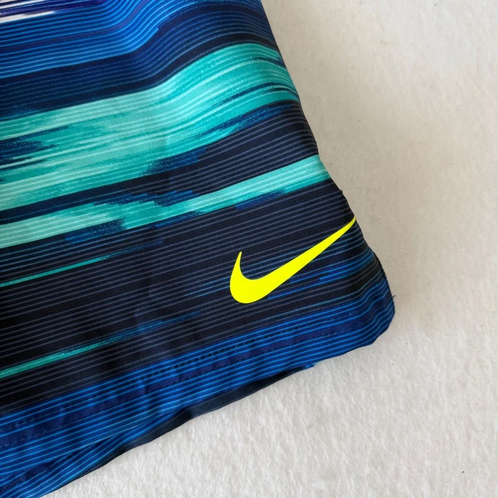 Nike Swim Trunks Mens Large Blue Teal Abstract Stripe Board Shorts Beach Tropics